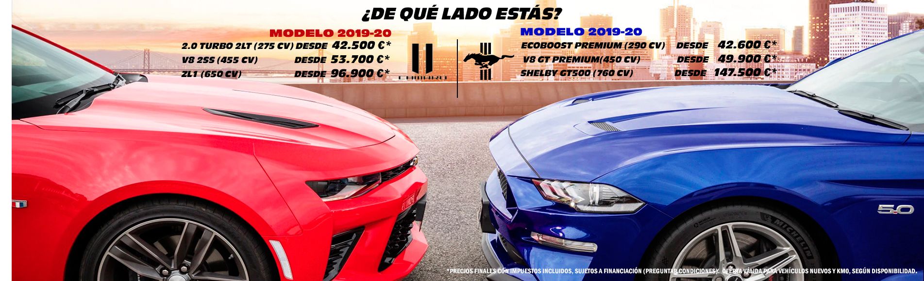 concesionario de coches americanos precio mustang camaro españa oferta oficial garantia importacion